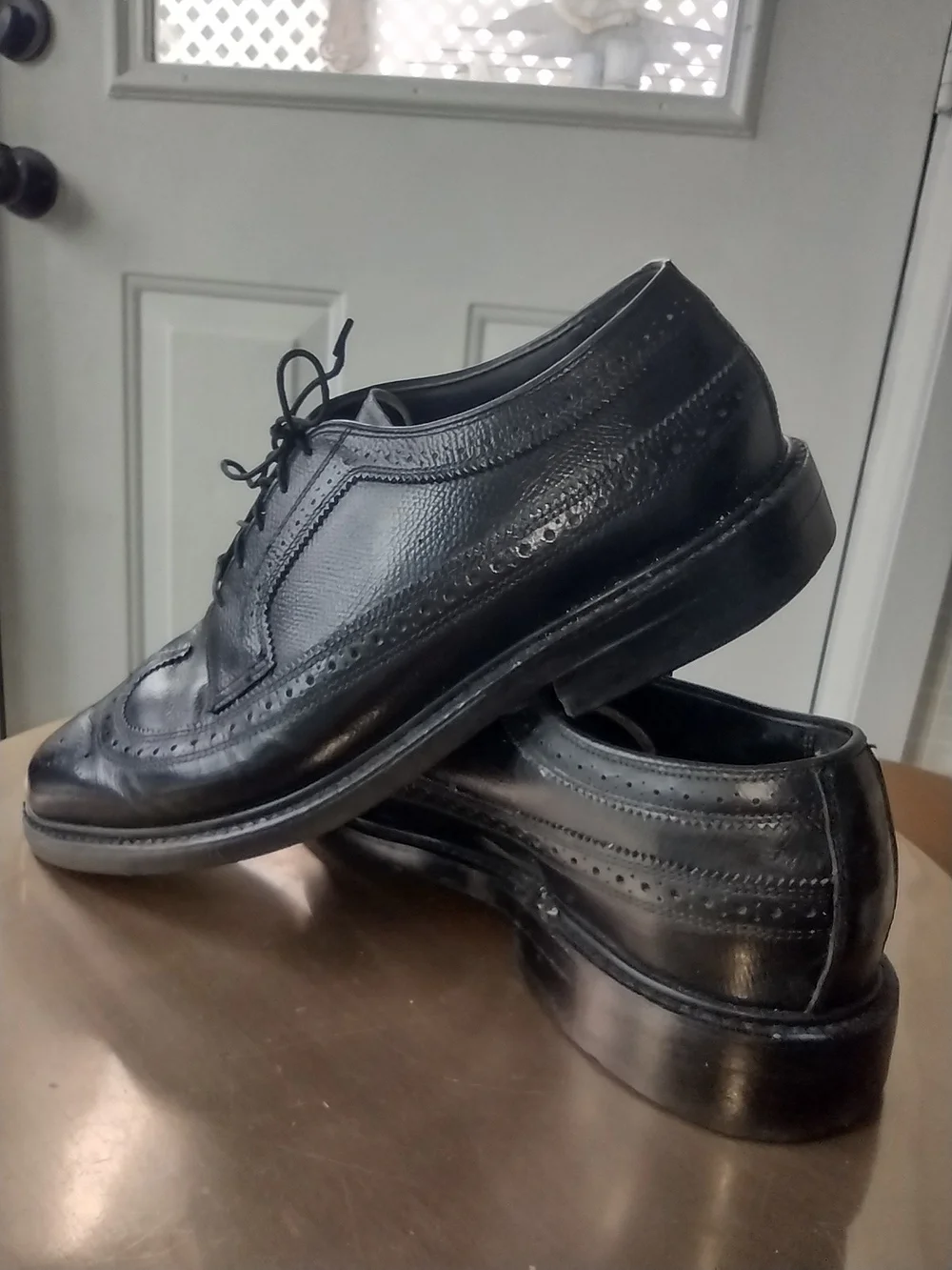Thom McAn Black Leather Wingtip Oxfords